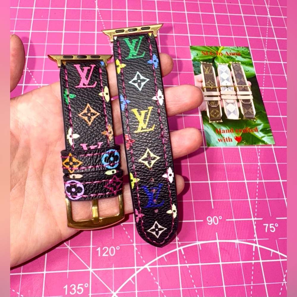 💖 LV Murakami black Multicolor Apple Watch Band handmade